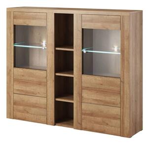 Leon Wooden Display Cabinet With 2 Doors In Riviera Oak