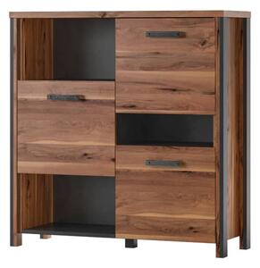 Blois Wooden Sideboard 3 Doors 3 Shelves In Royal Oak With LED