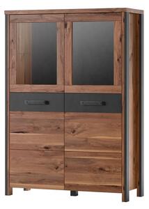 Blois Wooden Display Cabinet 2 Doors In Royal Oak With LED