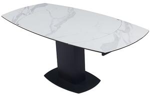 Rodez Swivel Extending Ceramic Dining Table In White Grey