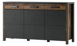 Blois Wooden Sideboard With 3 Doors In Matera Oak And LED