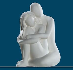 Moline Ceramics Couple Cuddling Cream Sculpture In White