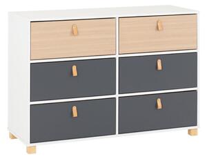 Batam Wooden Chest Of 6 Drawers In Oak Effect And Grey