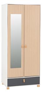 Batam Mirrored Wardrobe 2 Doors In Oak Effect And Grey