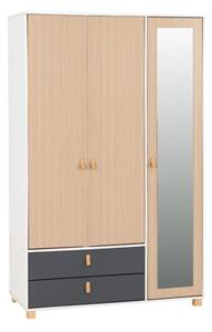 Batam Mirrored Wardrobe 3 Doors In Oak Effect And Grey