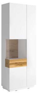 Sioux Gloss Display Cabinet Tall Left In White Oak With LED