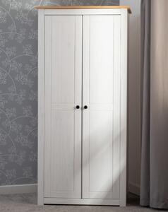 Pavia Wardrobe With 2 Doors In White And Natural Wax