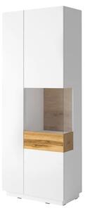 Sioux Gloss Display Cabinet Tall Right In White Oak With LED