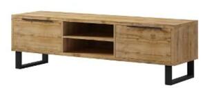 Hobart Wooden TV Stand With 2 Doors In Wotan Oak