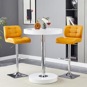 Havana White Gloss Bar Table With 2 Candid Curry Stools