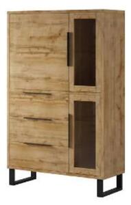 Hobart Wooden Display Cabinet Tall With 3 Doors In Wotan Oak