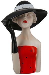 Ocala Polyresin Lady With Black Hat Sculpture In Cream