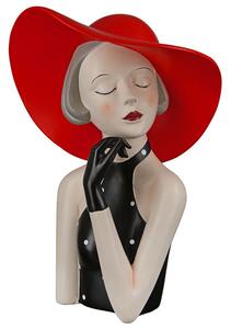 Ocala Polyresin Lady With Red Hat Sculpture In Cream