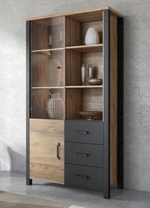 Oaxaca Display Cabinet 2 Doors In Appenzeller Oak With LED