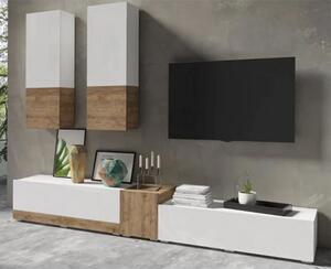 Pacific High Gloss Entertainment Unit In White And Sandal Oak