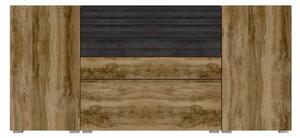 Pacific Sideboard Large 2 Doors 1 Drawer In Satin Walnut Black