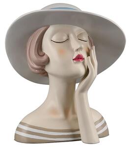 Ocala Polyresin Lady With Hat Sculpture In Cream And White