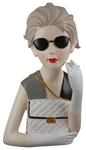 Ocala Polyresin Lady With Bag Sculpture In Grey And White