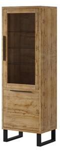 Hobart Wooden Display Cabinet Tall 2 Doors In Wotan Oak