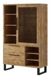 Hobart Wooden Display Cabinet Tall With 1 Door In Wotan Oak