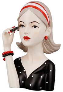 Ocala Polyresin Lady With Mascara Sculpture In Cream And Black