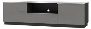 Herrin TV Stand 2 Flap Doors In Grey Glass Fronts And LED