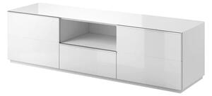 Herrin TV Stand 2 Flap Doors In White Glass Fronts And LED