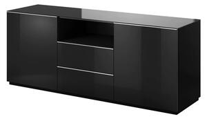 Herrin Sideboard 2 Doors 2 Drawers In Black Glass Front And LED