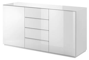 Herrin Sideboard 2 Doors 4 Drawers In White Glass Fronts