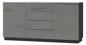 Herrin Sideboard 2 Doors 4 Drawers In Grey Glass Fronts