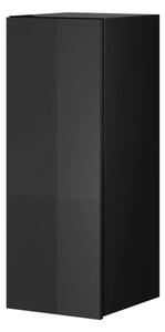 Herrin Storage Cabinet Wall 1 Door In Black Glass Fronts