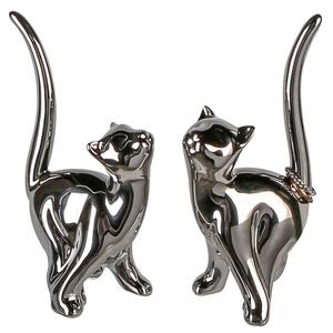 Moline Ceramics Cat Mika Sculpture In Silver