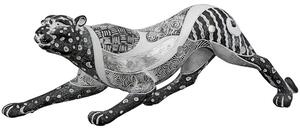 Ocala Polyresin Panther Piron 3 Sculpture In Black And Grey