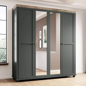 Eilat Mirrored Wardrobe With 4 Doors In Green