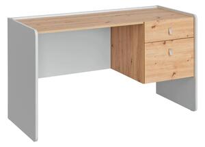 Varna Wooden Laptop Desk With 2 Drawers In Pearl Grey