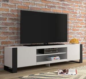 Macon Wooden TV Stand With 2 Doors Large In White