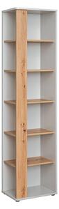 Varna Wooden Bookcase With 5 Shelves In Pearl Grey