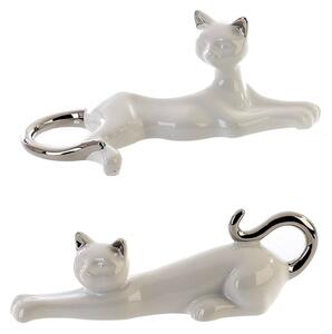 Moline Ceramics Cat Mil Ly Sculpture In White And Silver