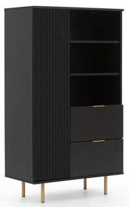 Naples Wooden Highboard With 1 Door 2 Drawers In Black