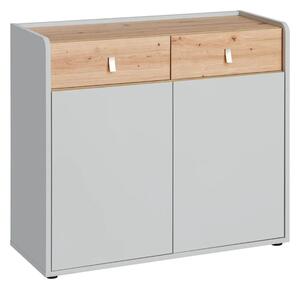 Varna Wooden Sideboard With 2 Doors 2 Drawers In Pearl Grey