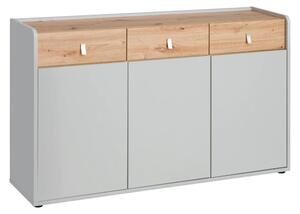 Varna Wooden Sideboard With 3 Doors 3 Drawers In Pearl Grey