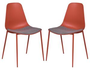 Naxos Rust Metal Dining Chairs With Fabric Seat In Pair