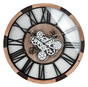 Akron Metal Wall Clock In Black And Natural