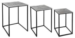 Marion Metal Set Of 3 Side Tables In Silver And Black