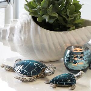 Ocala Polyresin Turtle Josie Sculpture In Blue And Silver