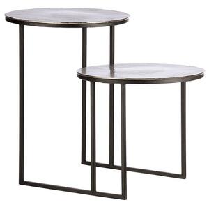 Marion Metal Side Table Double In Silver And Black