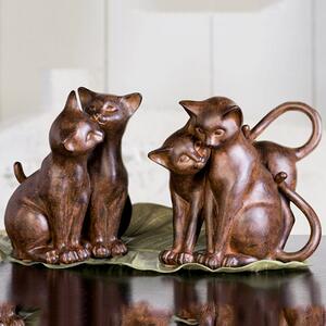 Ocala Polyresin Cat Couple Sitting Sculpture In Brown