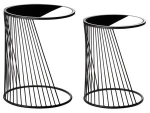 Nixa Metal Set Of 2 Side Table With Metal Frame In Black