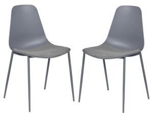 Naxos Grey Metal Dining Chairs With Fabric Seat In Pair