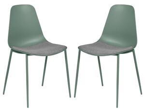 Naxos Sage Metal Dining Chairs With Fabric Seat In Pair